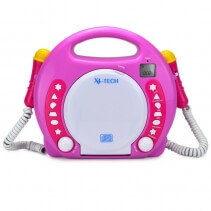 Karaoke copii Bobby Joey X4-TECH Roz Stickere Display LCD Compatibil cu CD Audio MP3 Card SD si Stick USB