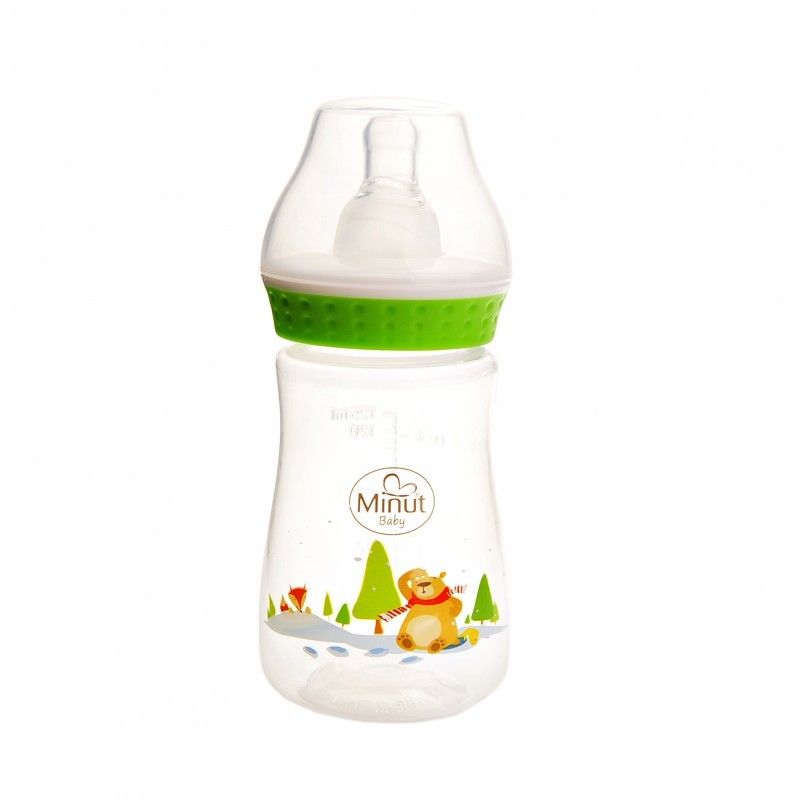 Biberon cu tetina "Ursul pacalit de vulpe" pentru +3 luni Baby, 125ml, Minut