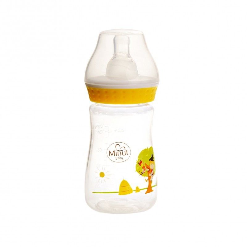 Biberon cu tetina "Pupaza din tei" pentru +0 luni Baby, 125ml, Minut