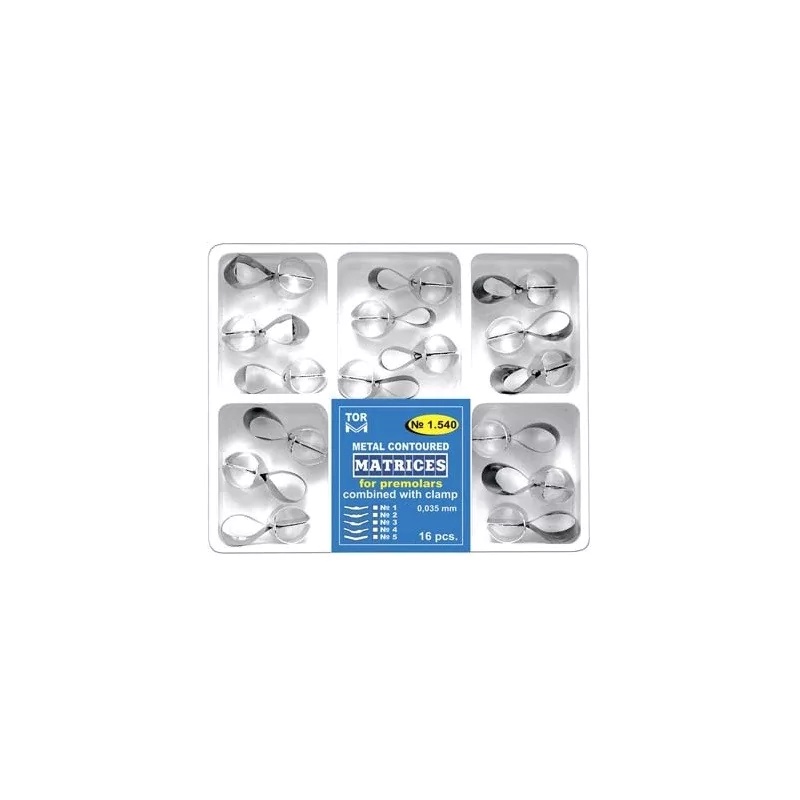 Kit 16 matrici metal conturate cu clema premolar 3.5mm TorVM