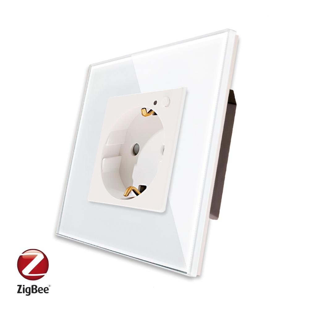 Priza Inteligenta cu Protocol Zigbee si Monitorizare Consum cu Rama Din Sticla LUXION