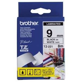 Etichete Brother TZE221, 9mm/8m, Ngru/alb