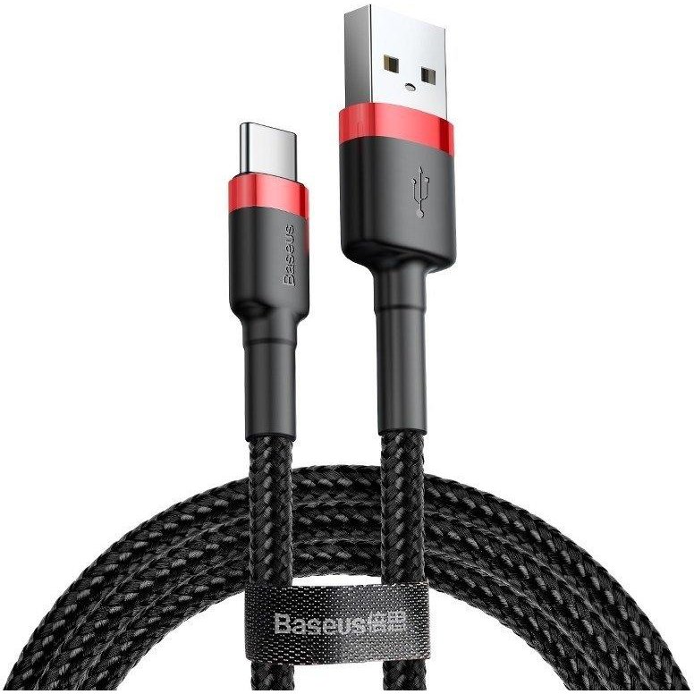 Cablu Date / Incarcare Cafule USB la USB Type-C 50CM Negru/Rosu