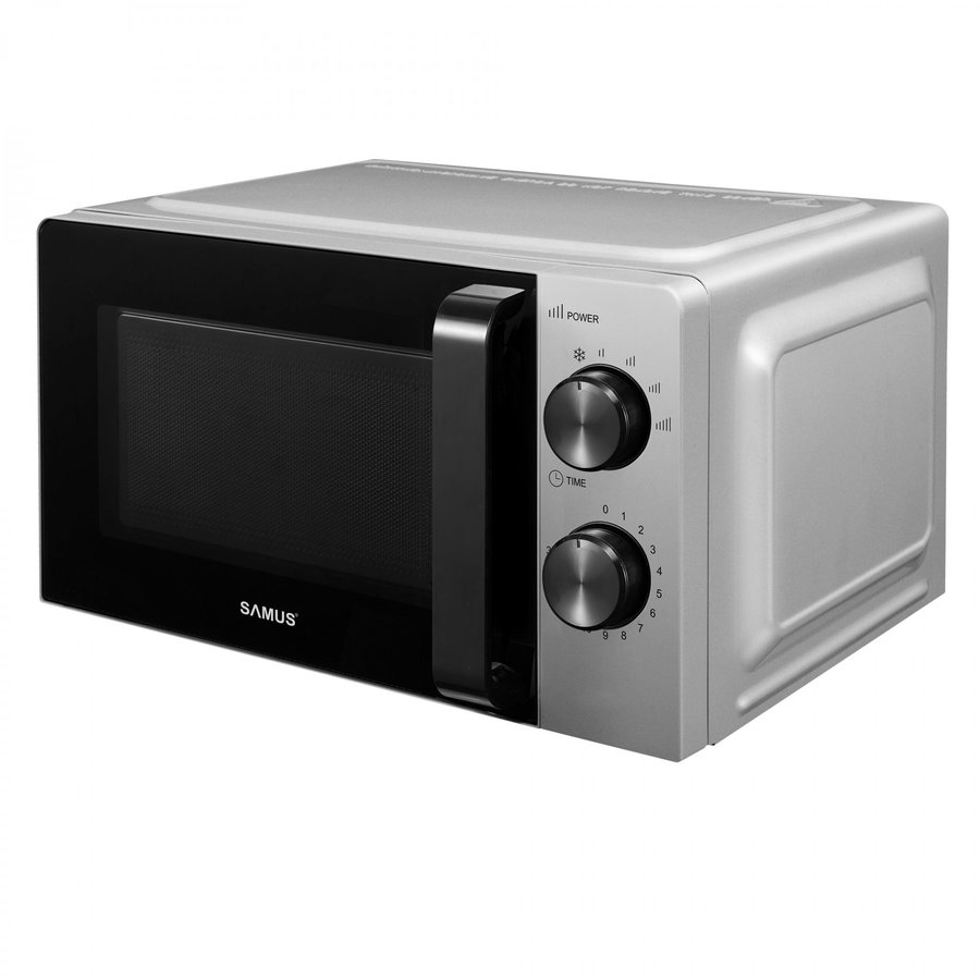 Cuptor cu Microunde SMC-20MS1 Capacitate 20L 6 Trepte de Putere Timer Control Mecanic 700W Argintiu/Negru
