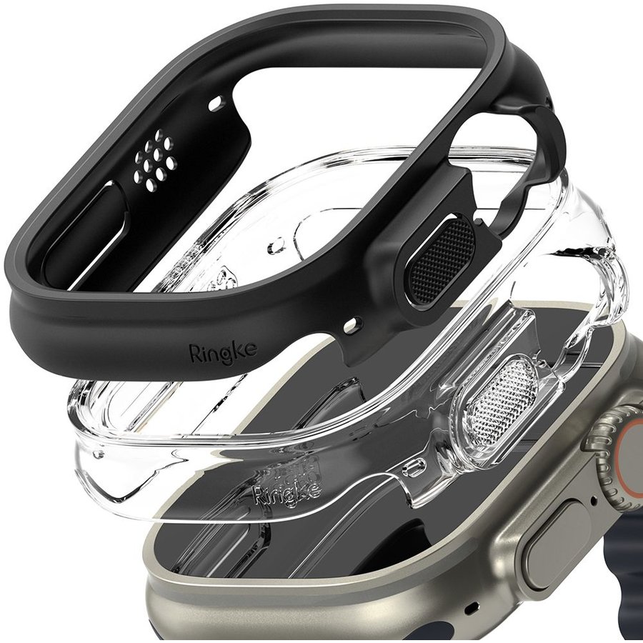 Accesoriu smartwatch Slim compatibil cu Apple Watch Ultra 49mm Negru/Transparent