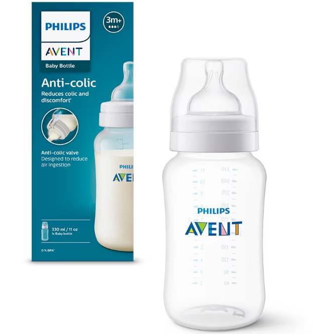 Biberon Anti-Colici Avent Scy106/01 330ml Tetina Debit 3 Luni Fara Bpa Usor De Curatat
