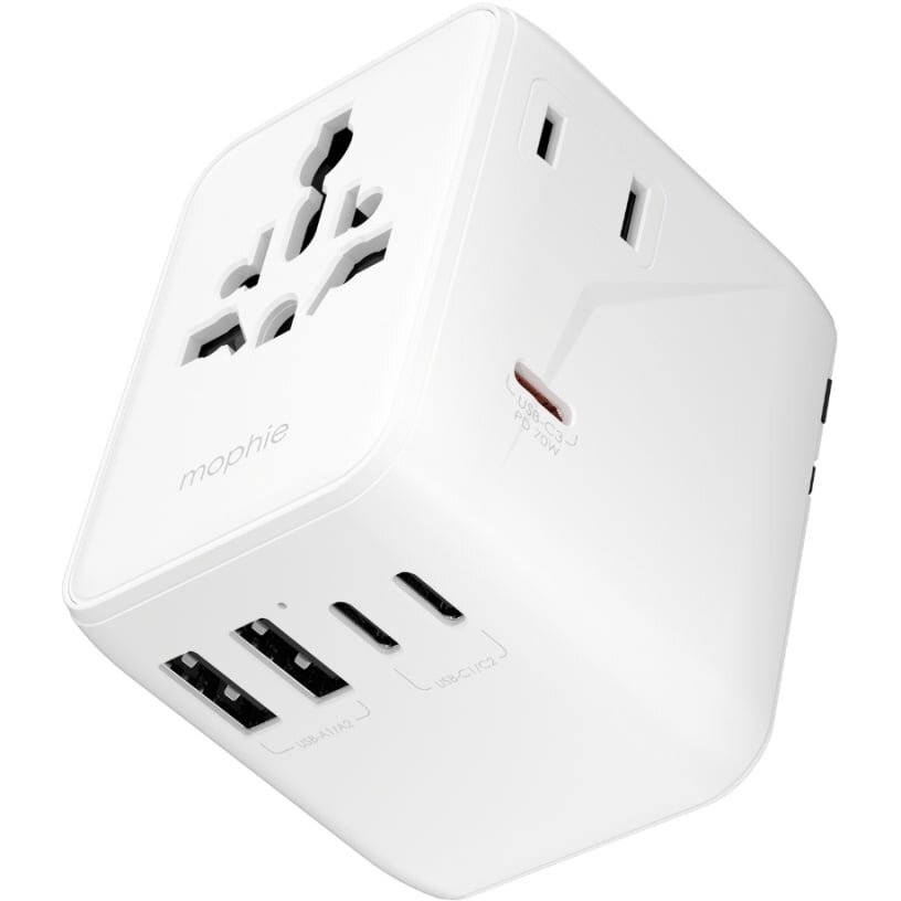 Incarcator Retea Essential 70W GaN 5 Porturi + AC Travel Adapter Alb