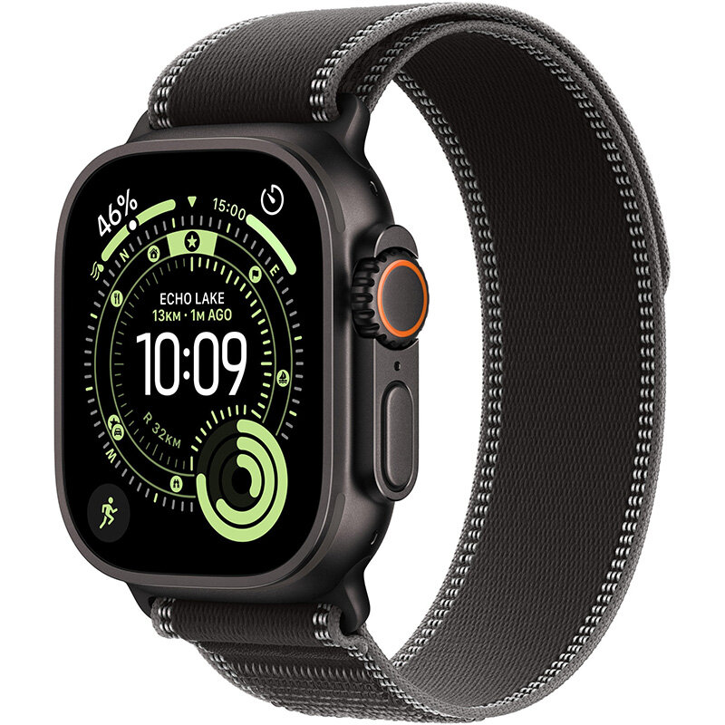 Smartwatch Watch Ultra 3 Cellular 49mm Black Titanium Case Black/Charcoal Trail Loop S/M