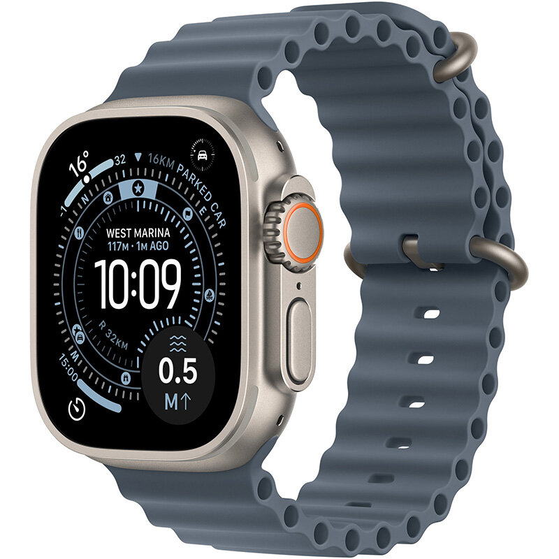 Smartwatch Watch Ultra 3 Cellular 49mm Natural Titanium Case Anchor Blue Ocean Band