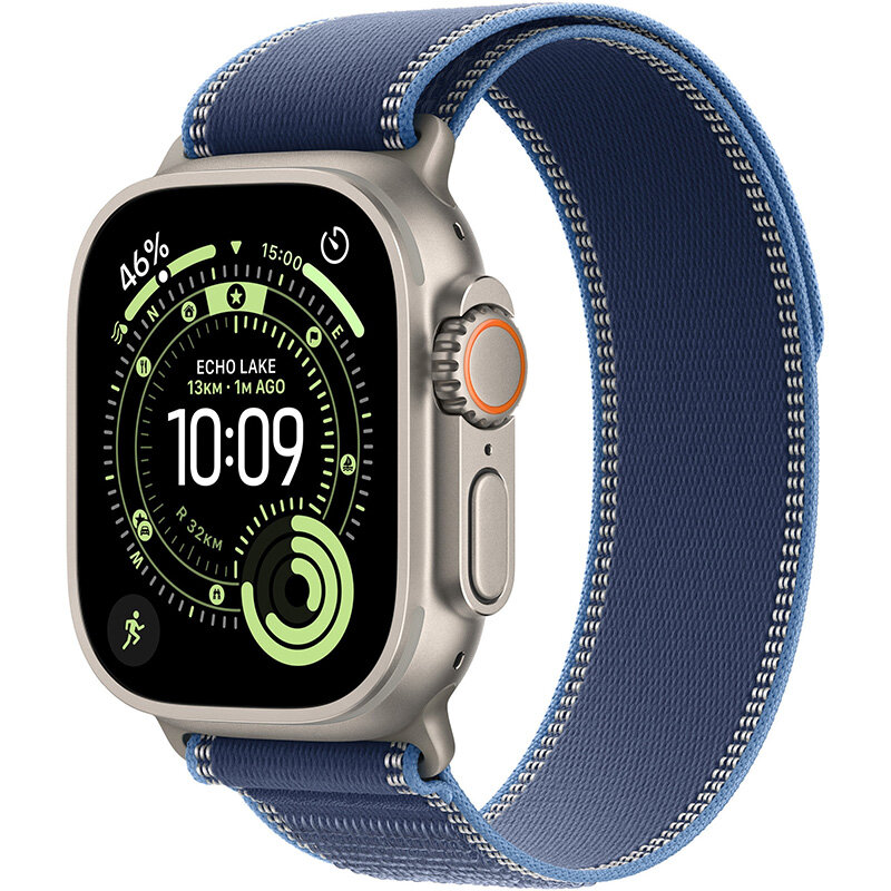 Smartwatch Watch Ultra 3 Cellular 49mm Natural Titanium Case Blue/Bright Blue Trail Loop M/L