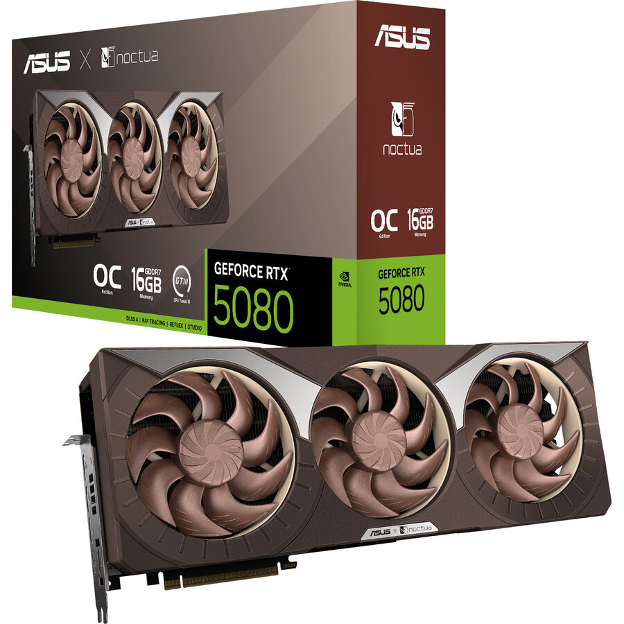 Placa video GeForce RTX 5080 Noctua OC Edition, graphics card DLSS 4, 3x DisplayPort, 2x HDMI 2.1