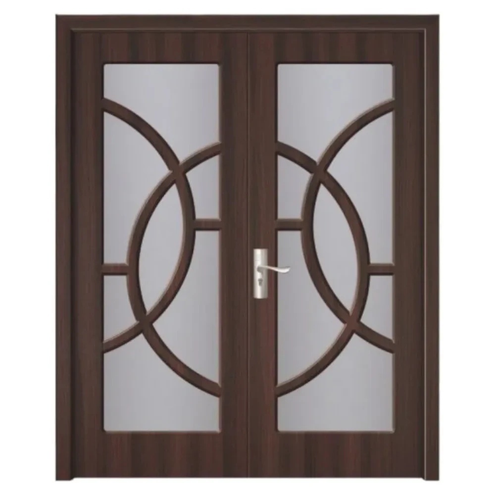 Usa Dubla de Interior din MDF Novo Doors ND220, Geam Sablat, Cadru din Lemn Masiv, KIT COMPLET, Toc , Manere si balamale incluse (Culoare: Wenge, Toc: Fix, Dimensiune: 160 cm, Maner: Patrat auriu inchidere magnetica)