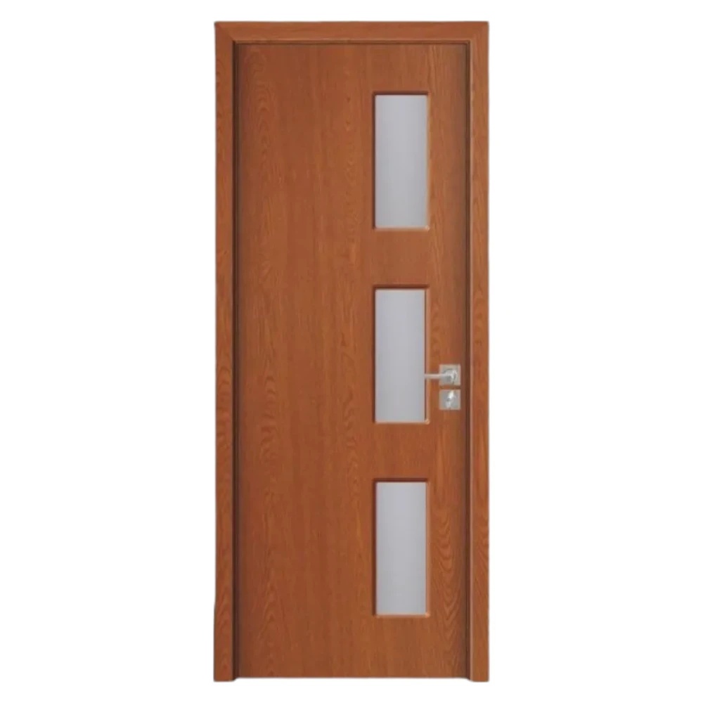 Usa Interior din MDF Novo Doors ND316, Cadru din Lemn Masiv, Geam Sablat, KIT COMPLET, Toc , Manere si balamale incluse (Culoare: Stejar Auriu, Dimensiune: 60 cm, Toc: Fix, Maner: Patrat auriu inchidere magnetica)
