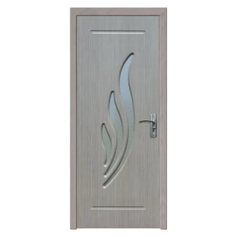 Usa Interior din MDF Novo Doors ND310, Cadru din Lemn Masiv, Geam Sablat, KIT COMPLET, Toc , Manere si balamale incluse (Culoare: Gri, Dimensiune: 60 cm, Toc: Fix, Maner: Patrat auriu inchidere magnetica)