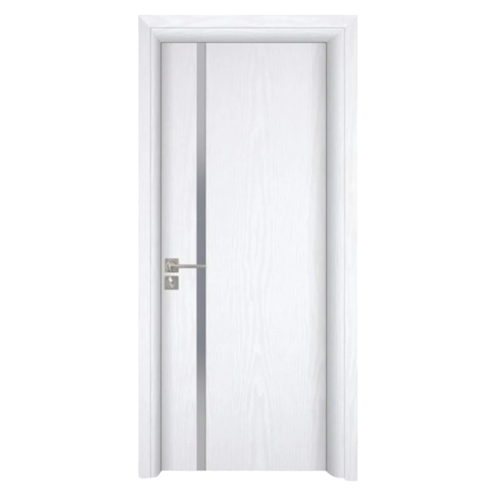 Usa Interior din MDF Novo Doors ND04 LUX PREMIUM, Cadru din Lemn Masiv, KIT COMPLET, Toc Reglabil de 10 CM INCLUS, Plinta pe Ambele Parti (Culoare: Alb, Dimensiune: 60 cm, Toc: Reglabil 10 cm, Maner: Patrat auriu inchidere magnetica)