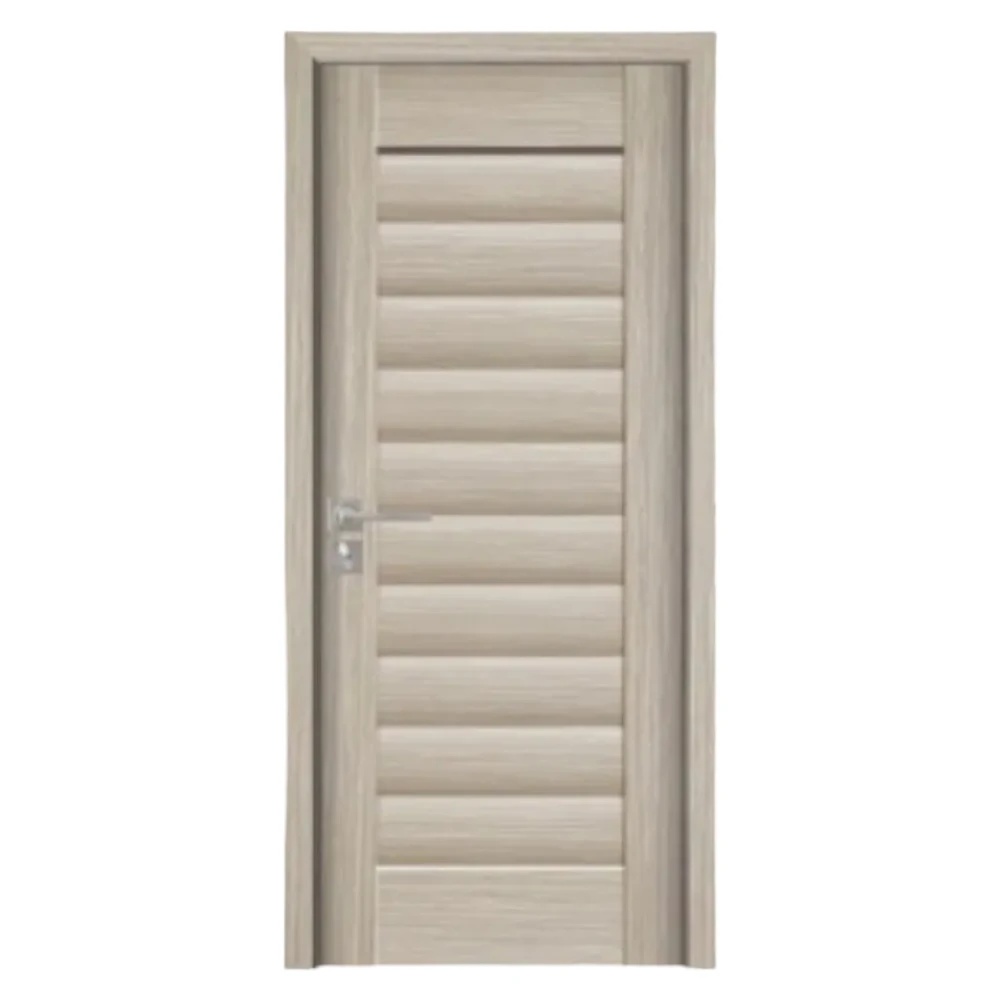 Usa Interior din MDF Novo Doors ND01 LUX PREMIUM, Cadru din Lemn Masiv, KIT COMPLET, Toc Reglabil de 10 CM INCLUS, Plinta pe Ambele Parti (Culoare: Gri, Dimensiune: 60 cm, Toc: Reglabil 10 cm, Maner: Patrat auriu inchidere magnetica)
