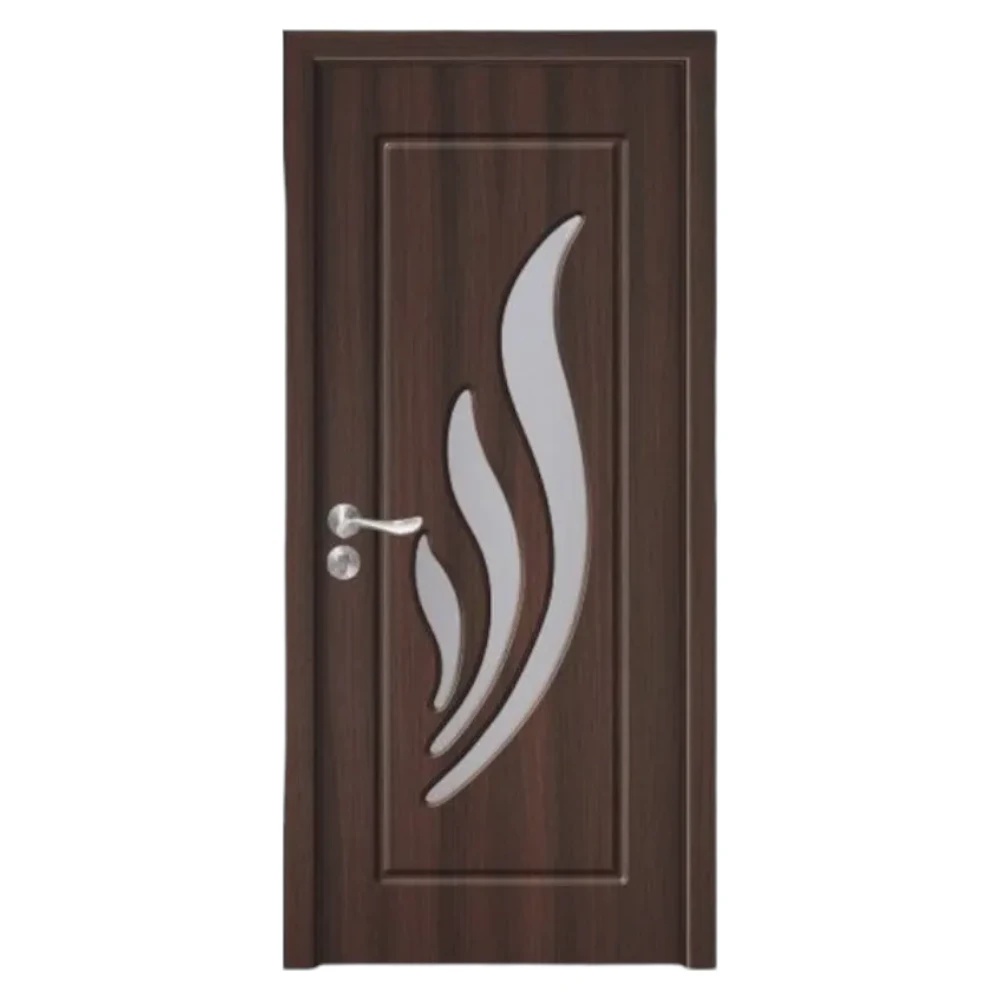 Usa Interior din MDF Novo Doors ND310, Cadru din Lemn Masiv, Geam Sablat, KIT COMPLET, Toc , Manere si balamale incluse (Culoare: Wenge, Dimensiune: 60 cm, Toc: Reglabil 10 cm, Maner: Patrat auriu inchidere magnetica)