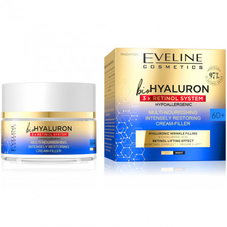 Crema de fata Eveline Cosmetics bioHyaluron 3xRetinol System 60+ (Concentratie: pentru fata, Gramaj: 50 ml)