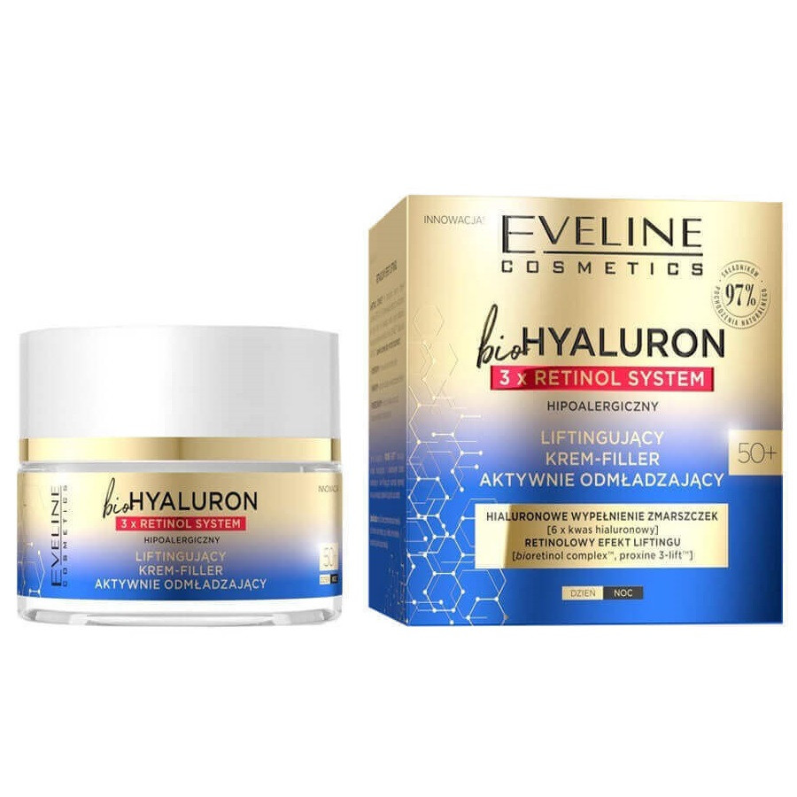 Crema de fata Eveline Cosmetics bioHyaluron 3xRetinol System 50+ (Concentratie: pentru fata, Gramaj: 50 ml)