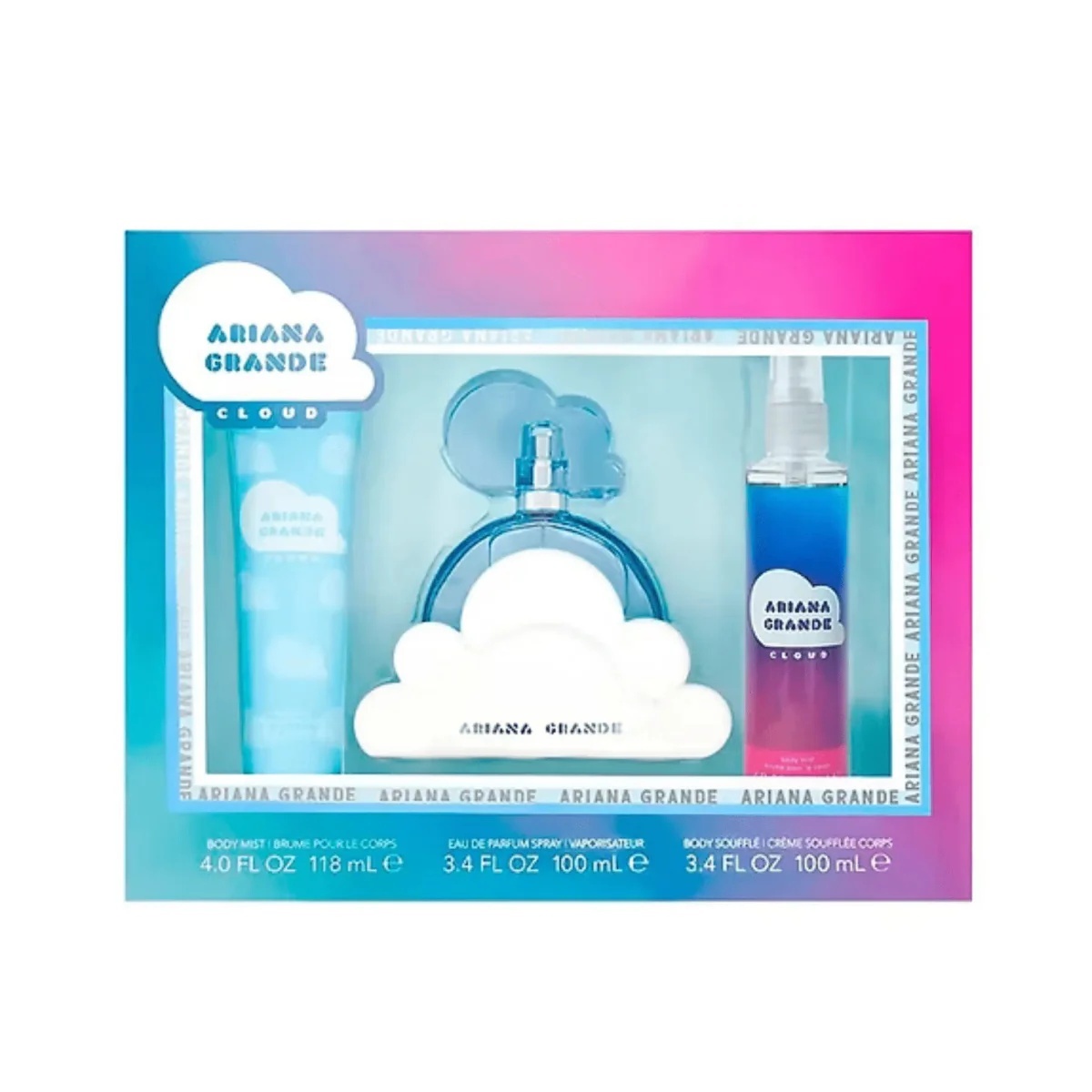 Set Cadou Ariana Grande Cloud – Apa de Parfum 100ml, Body Souffle 100ml, Spray de Corp 118ml