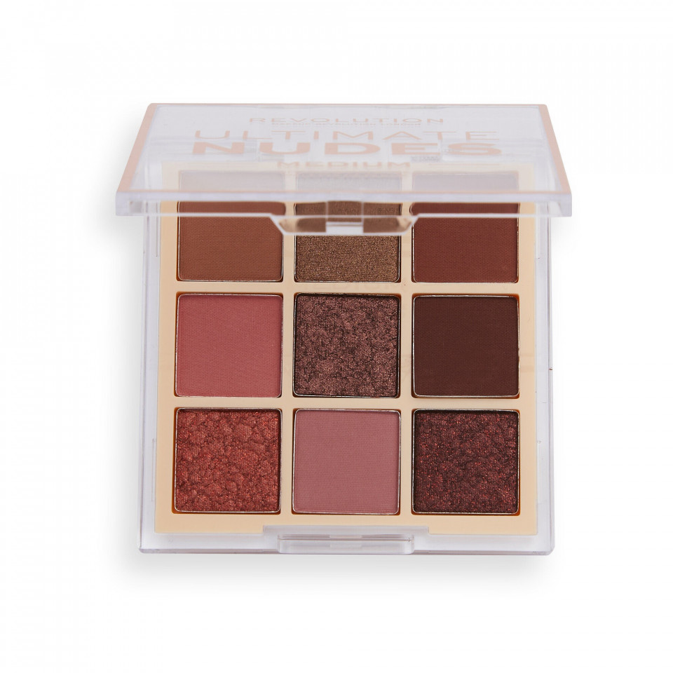 Paleta farduri de pleoape, Makeup Revolution, Ultimate Nudes, 9 Nuante, 8,1 g (Culoare produse: Medium, Concentratie: Paleta fard de pleoape)