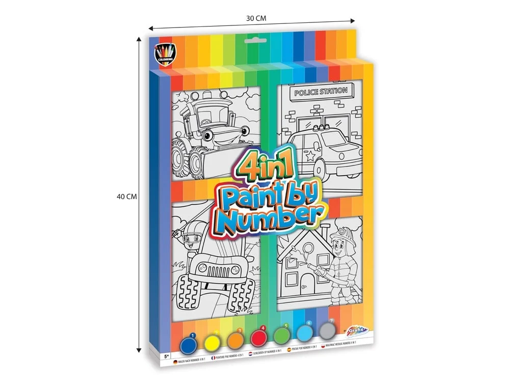 Set creativ Picteaza pe numere pentru baieti, 4 in 1
