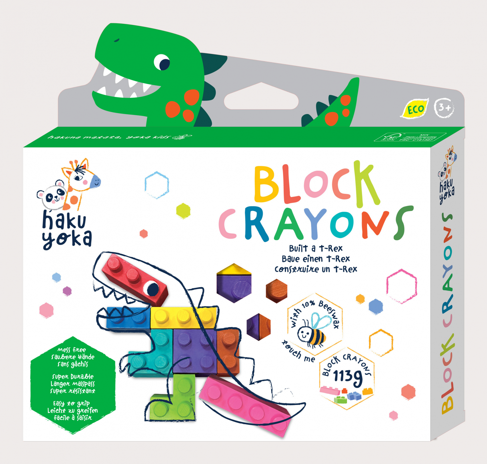 Creioane cerate interconectabile Block Crayons - Dinozaur T-Rex, Haku Yoka