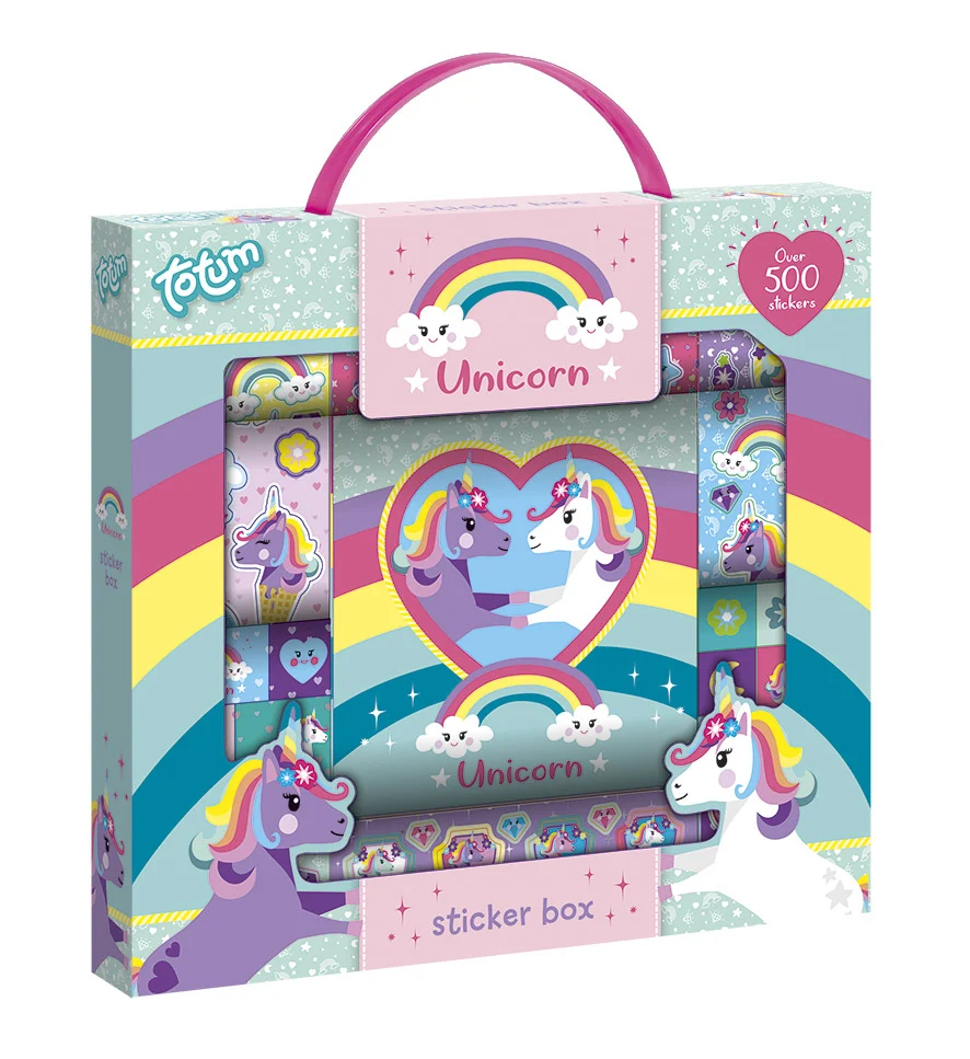 Cutie cu abtibilduri cu unicorni