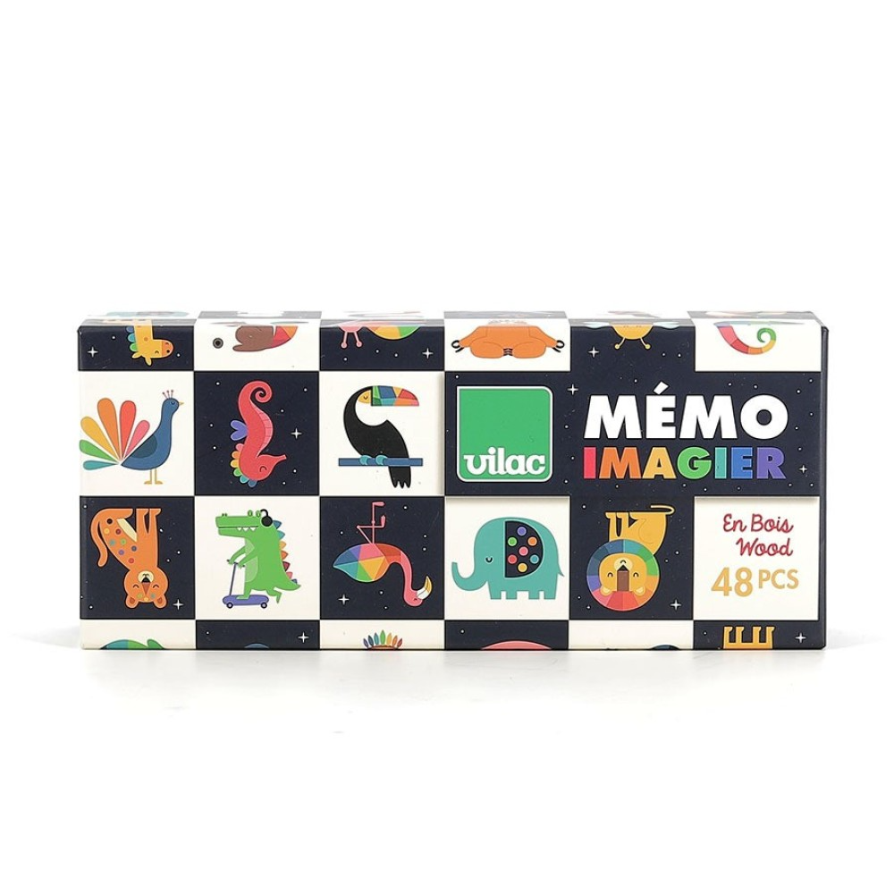 Joc memo din lemn - animale curcubeu