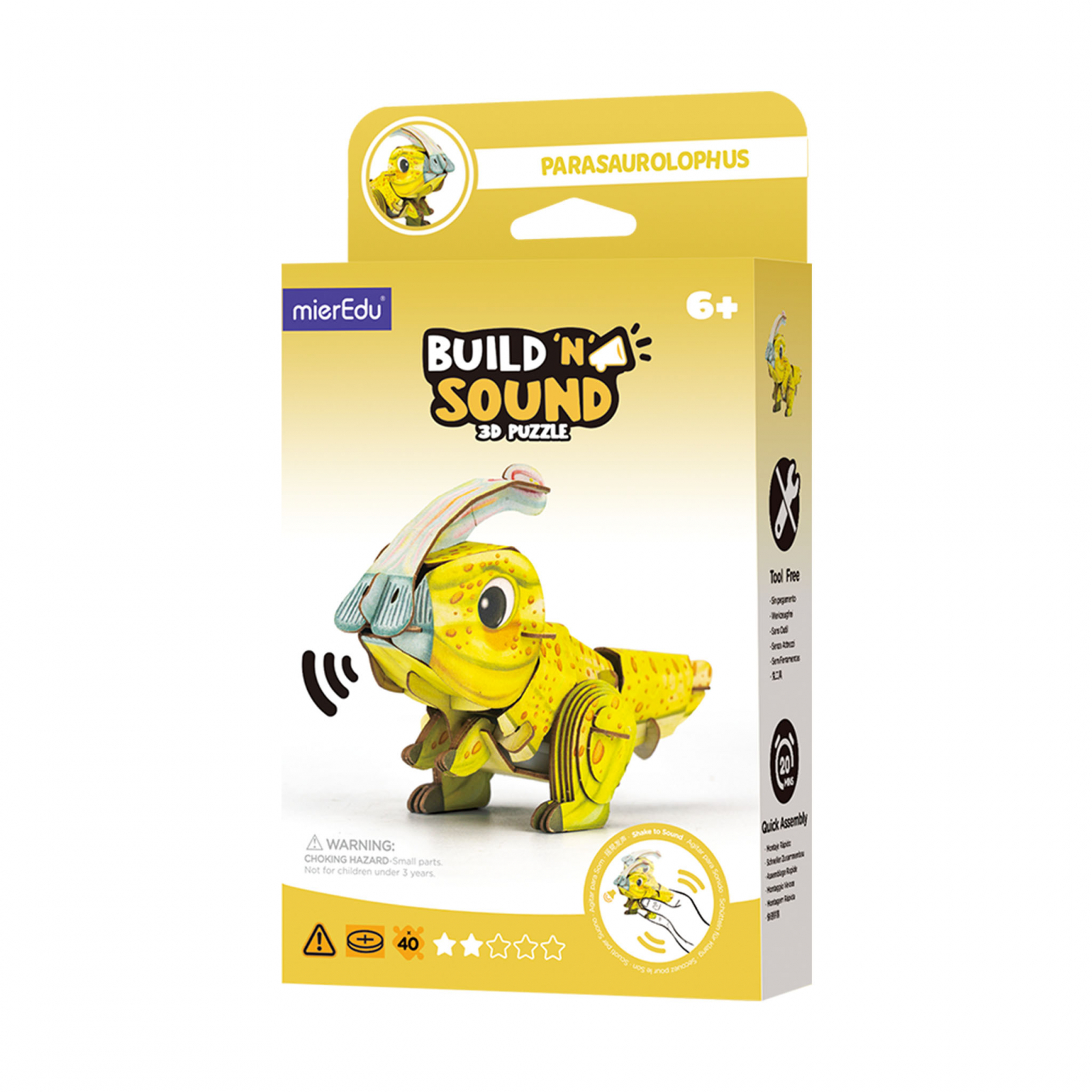 Puzzle 3D cu sunete - Parasaurolophus, Build n Sound
