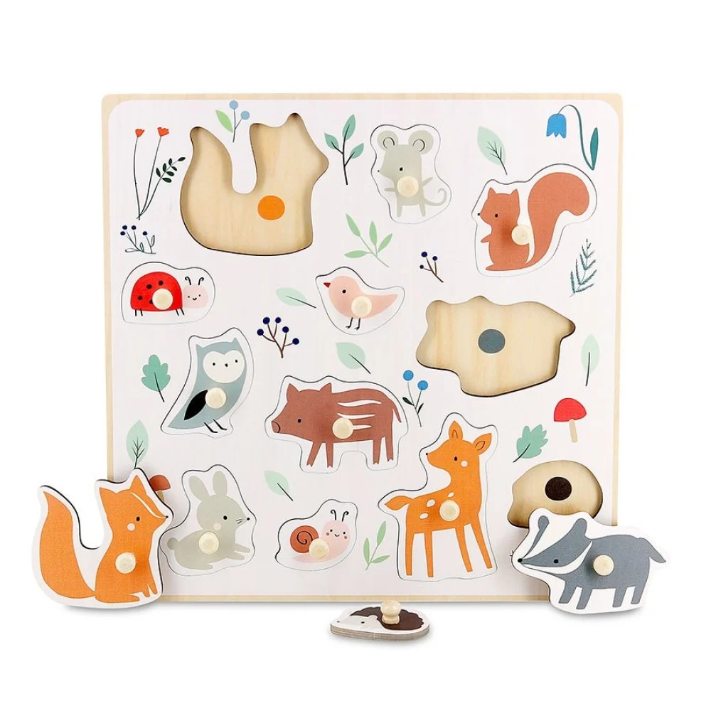 Puzzle incastrat din lemn - Animale din padure