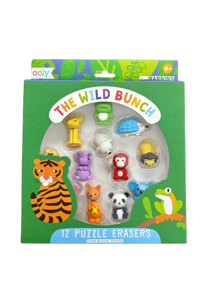Radiere tip puzzle - Animale salbatice (Set de 12)
