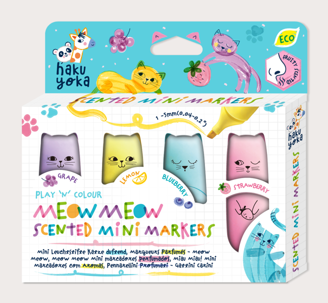 Set 4 Mini Markere Parfumate - Meow
