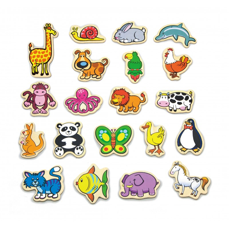 Set animale din lemn magnetice