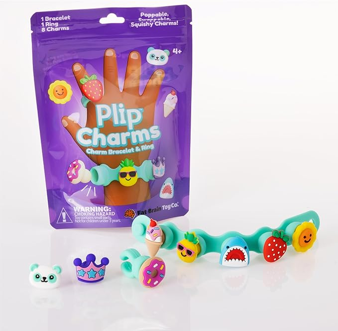 Set Bratara si inel cu talismane pop-it Plip Charms, mov