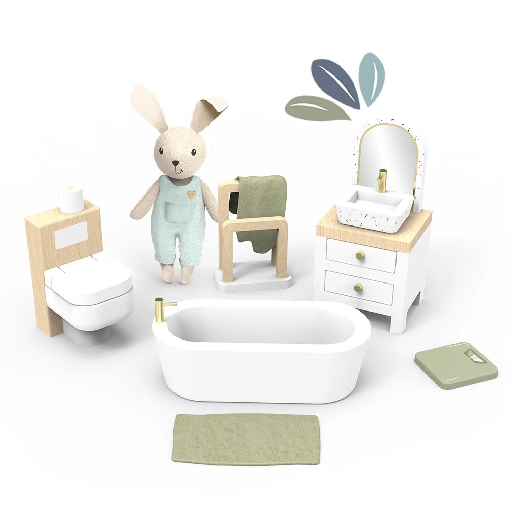 Set mobilier baie pentru casa de papusi, Speedy Monkey
