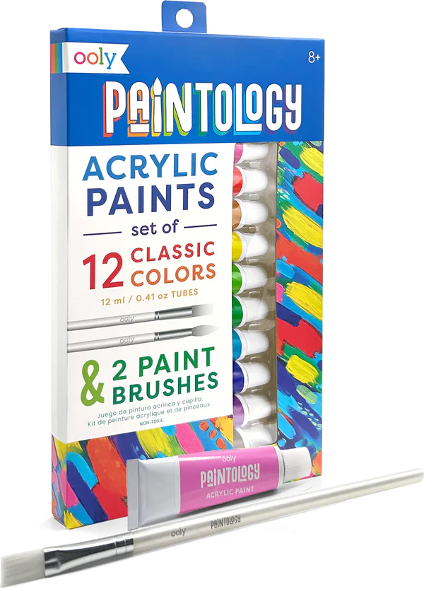 Set vopsele acrilice Paintology, 12 culori clasice si 2 pensule