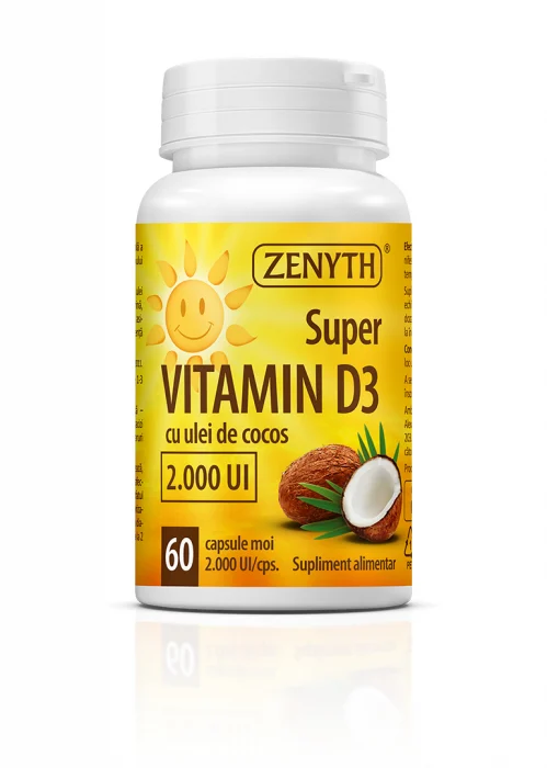 Vitamina D3, 2000 UI, ( cu ulei de cocos MCT) 60 cps