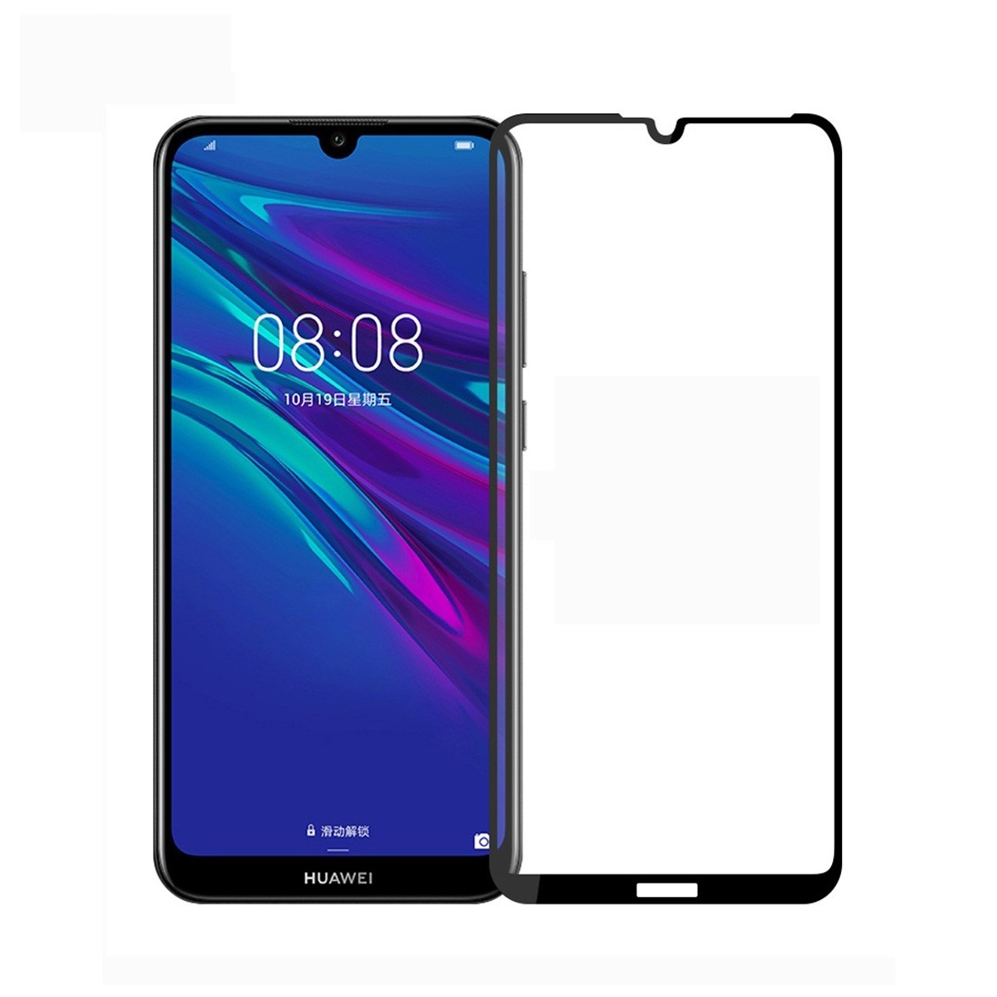 Folie de sticla securizata, Compatibila cu Huawei Enjoy 9e, super-rezistenta 9H, neagra, antisocuri, full screen, marca Pinwuyo Engros