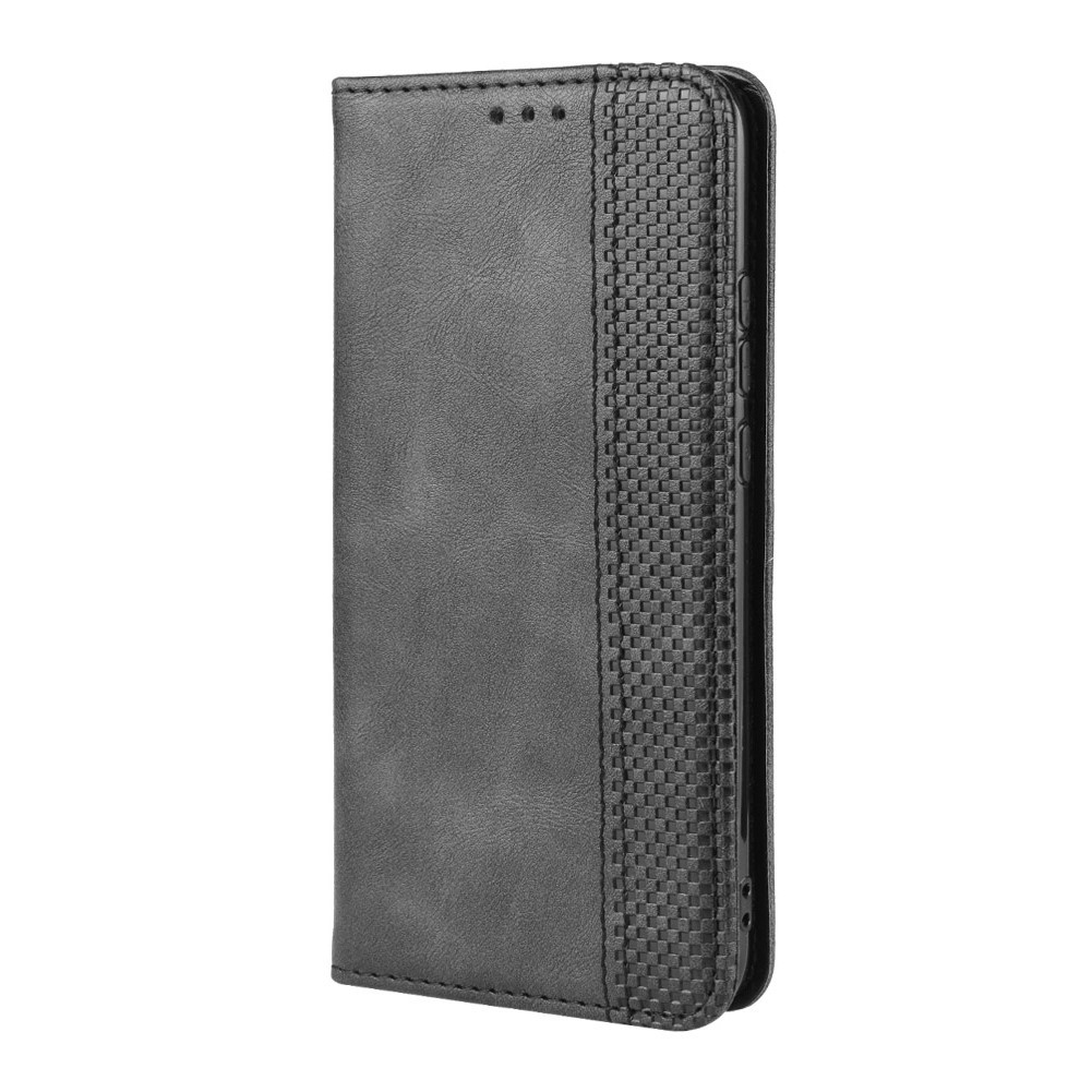 Husa book cover, Compatibila cu Huawei Nova 5i Pro / Mate 30 Lite, neagra, piele, textura Retro, functie suport, sloturi si portofel Engros
