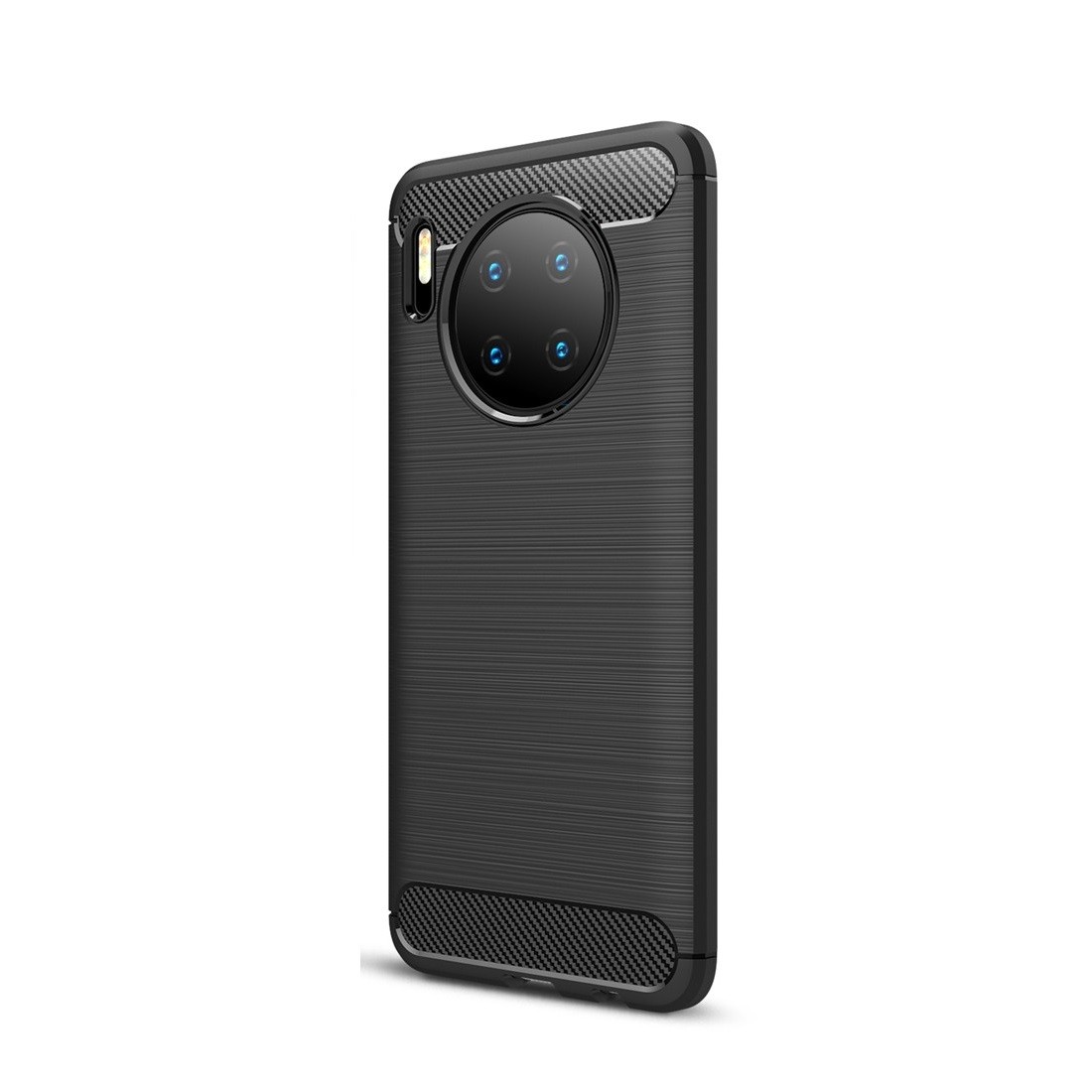 Husa Compatibila cu Huawei Mate 30, neagra, material tpu, textura brushed, model fibre carbon Engros