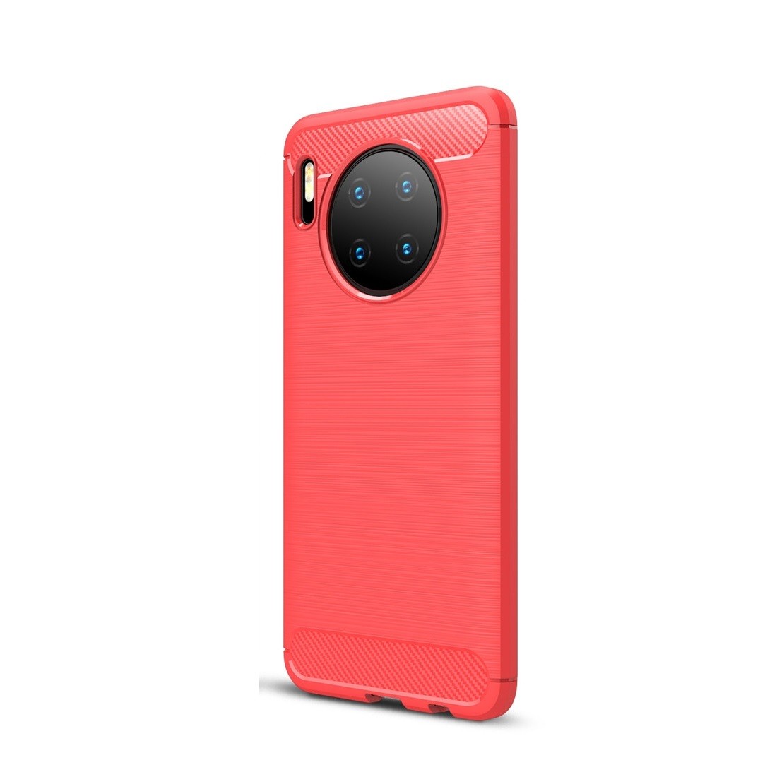 Husa Compatibila cu Huawei Mate 30, rosie, material tpu, textura brushed, model fibre carbon Engros