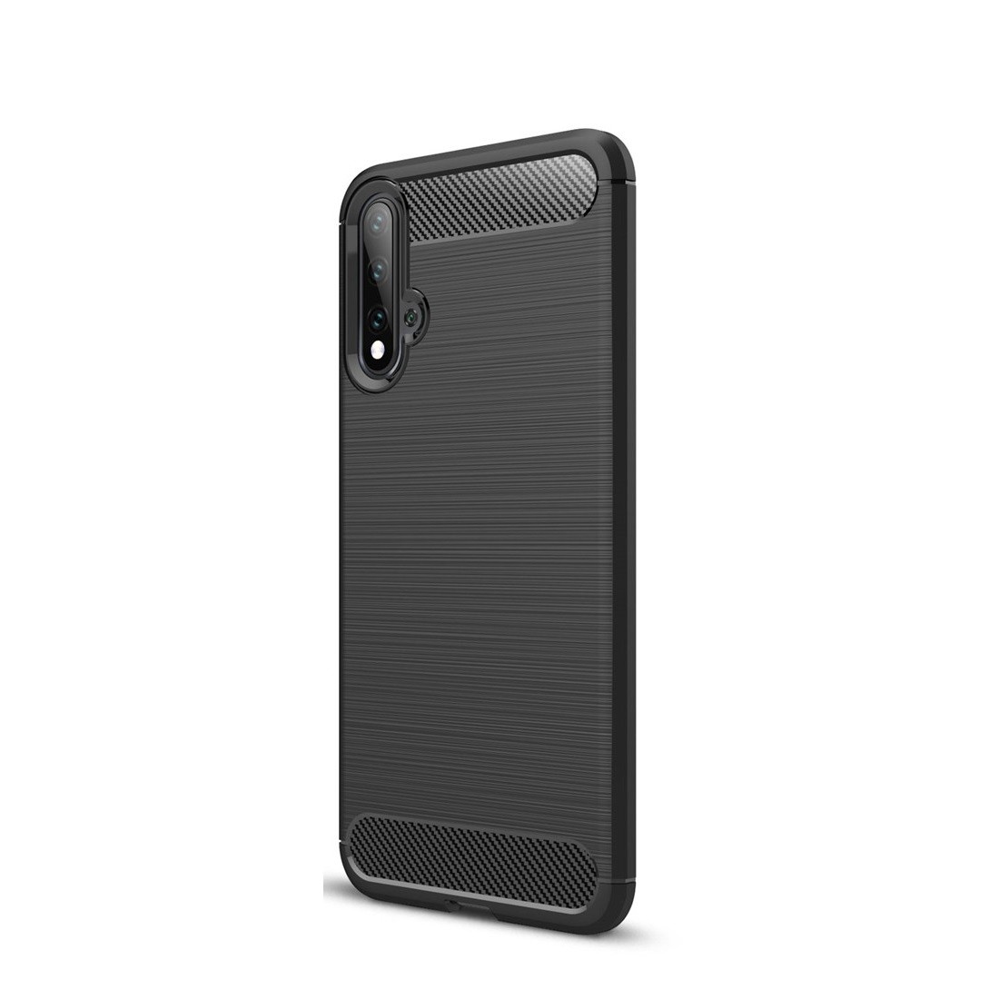 Husa Compatibila cu Huawei Nova 5, neagra, material tpu, textura brushed, model fibre carbon Engros
