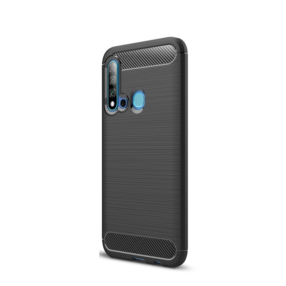 Husa Compatibila cu Huawei Nova 5i / P20 Lite (2019), neagra, material tpu, textura brushed, model fibre carbon Engros