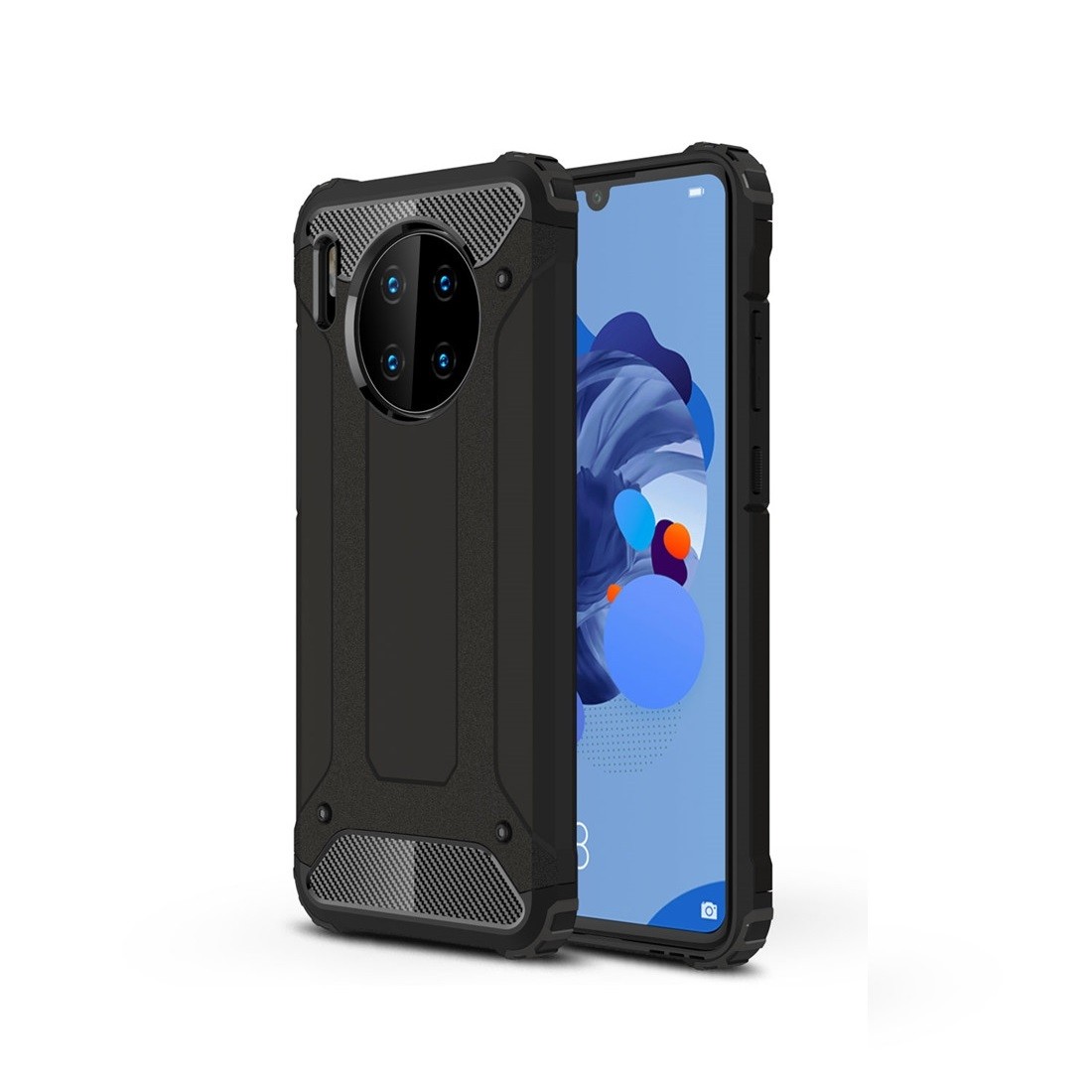 Husa protectiva Compatibila cu Huawei Mate 30, neagra, model Magic Armor, combinatie TPU si policarbonat, rezistenta Engros