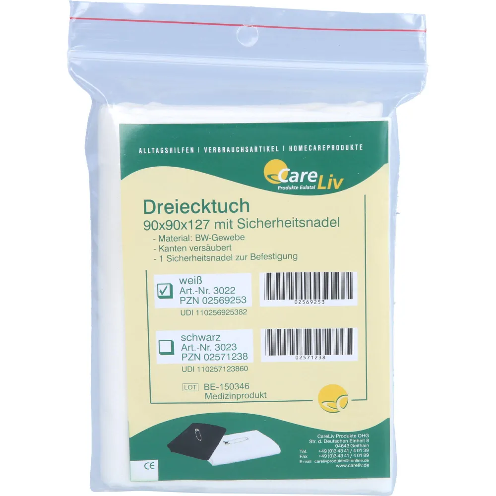Dreiecktuch Bw 90x90x127 weiß m.Sicherheitsn. 1 St