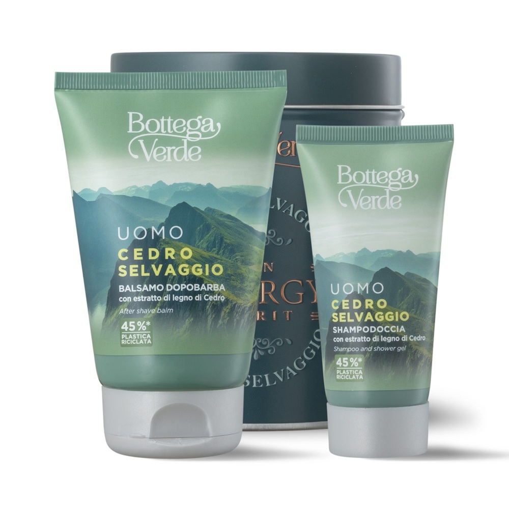 Set pentru barbati Sampon si gel de dus, 75 ml + After Shave Cedro, 50 ml Selvaggio, Bottega Verde