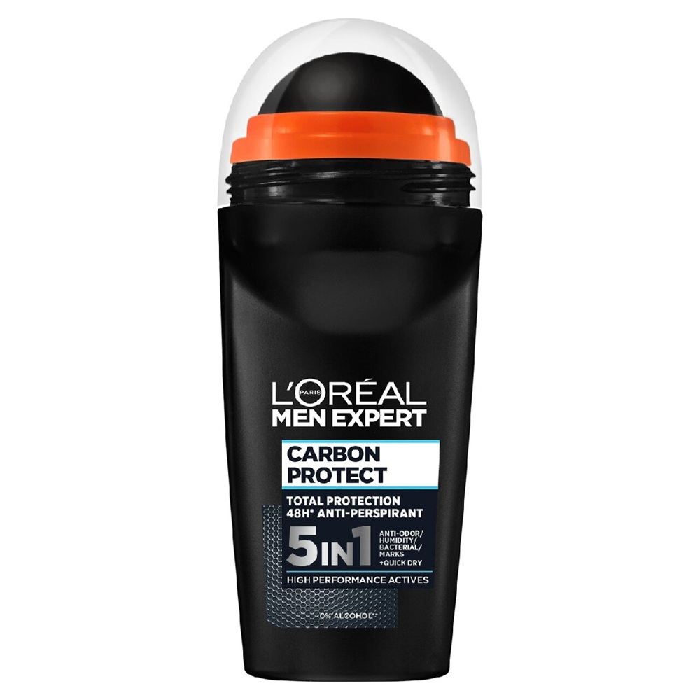 Roll-on antiperspirant pentru barbati Carbon Protect Men Expert, 50 ml, LOreal