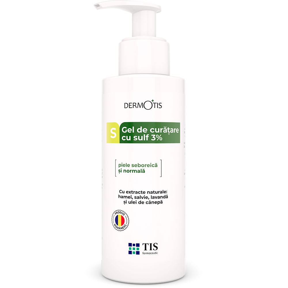 Gel de curatare pentru fata si corp cu sulf Dermotis, 3%, 300 ml, Tis Farmaceutic