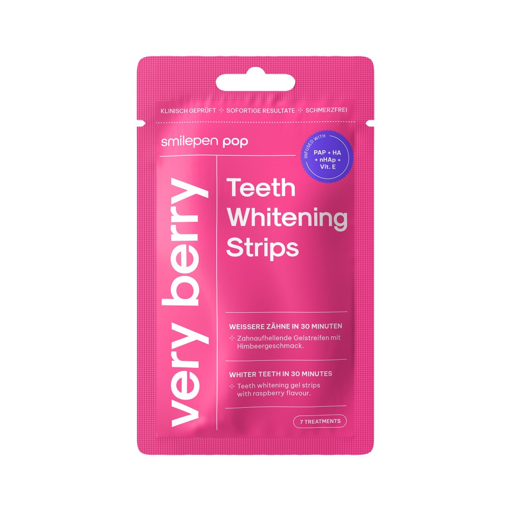 Benzi pentru albirea dintilor, Pop Very Berry, 7x2 bucati, Smilepen Pop